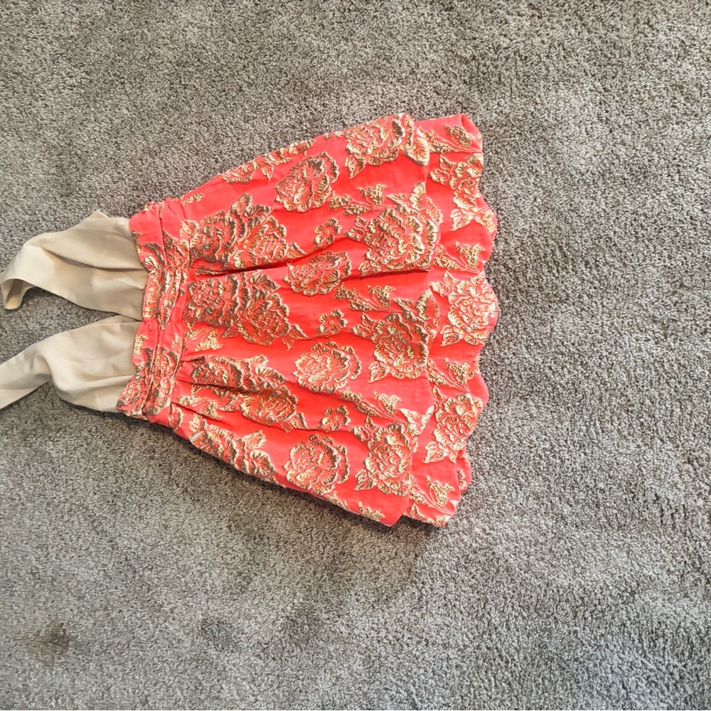 Luxxel Coral and Gold Floral Dress
